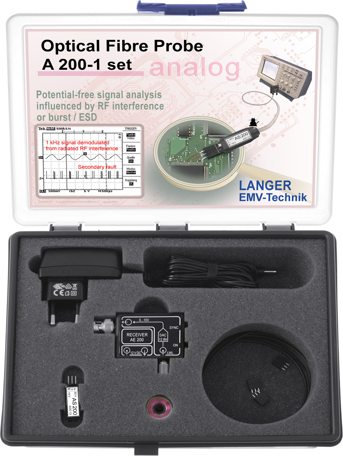 A200-1 set, Optical Fiber Probe 1-channel, 500 kHz
