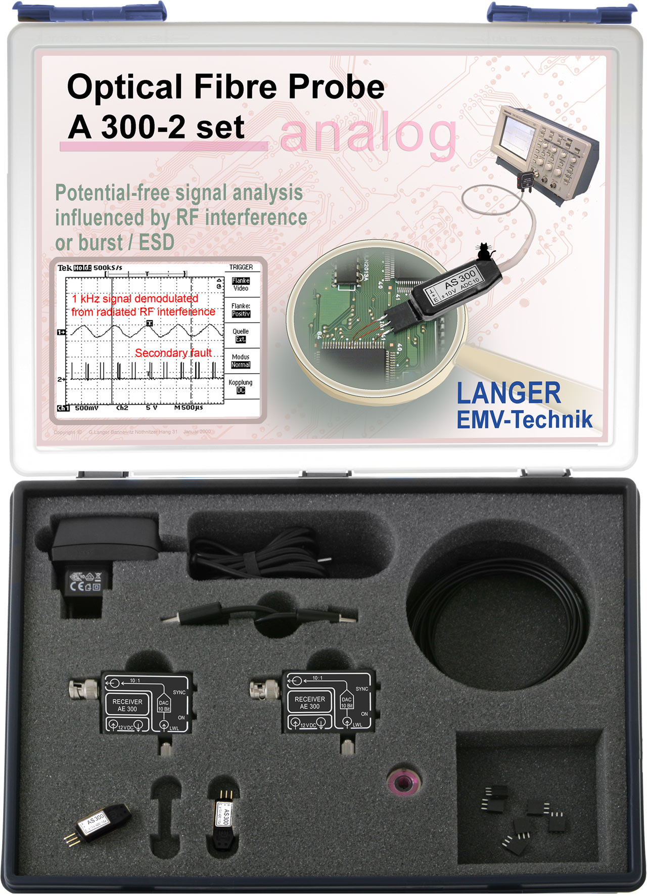 A300-2 set, Optical Fiber Probe 2-Channel, 5 MHz