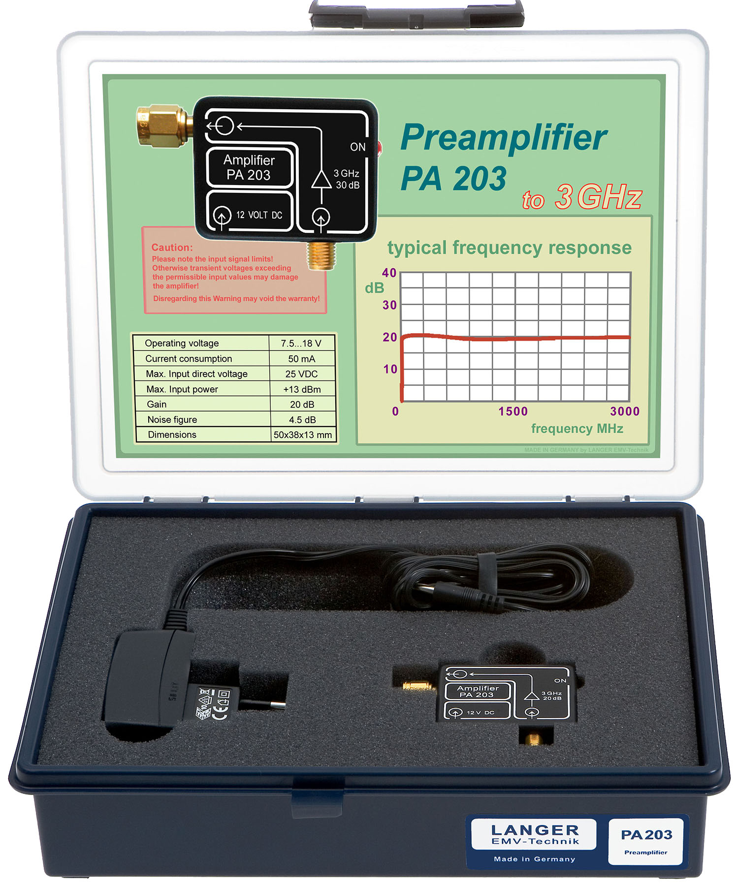 PA 203 SMA set, Vorverstärker 100 kHz bis 3 GHz