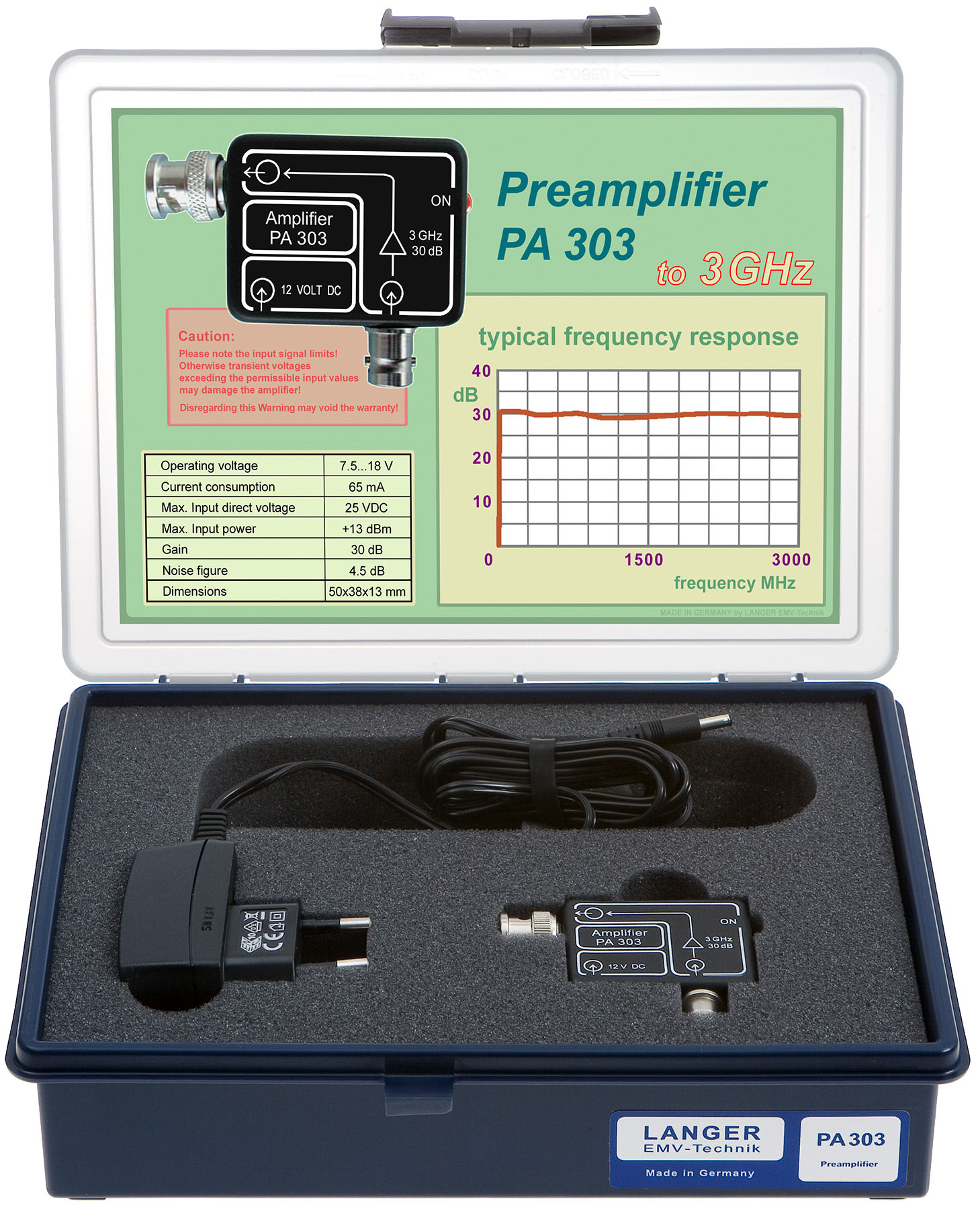 PA 303 BNC set, Vorverstärker 100 kHz bis 3 GHz