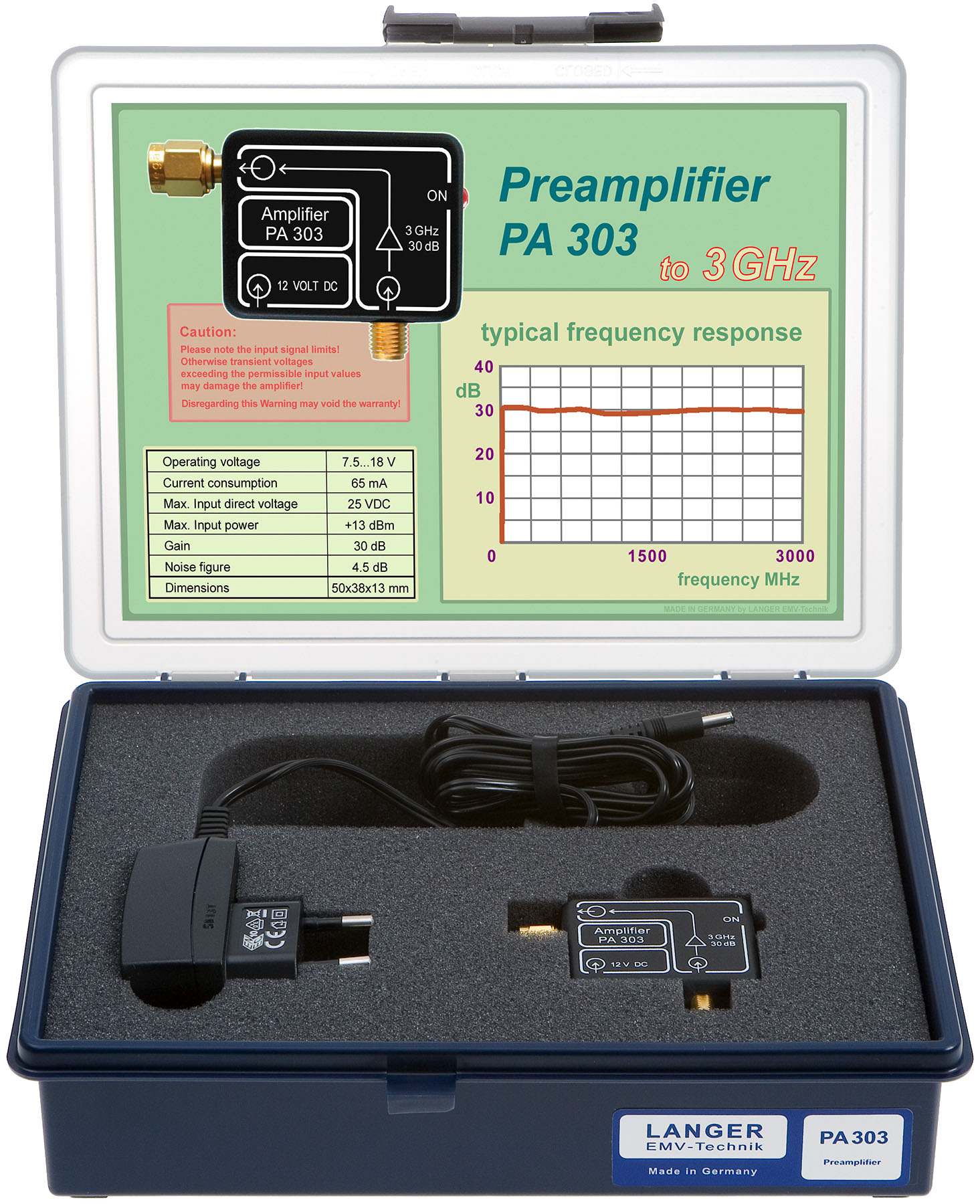 PA 303 SMA set, Preamplifier 100 kHz up to 3 GHz